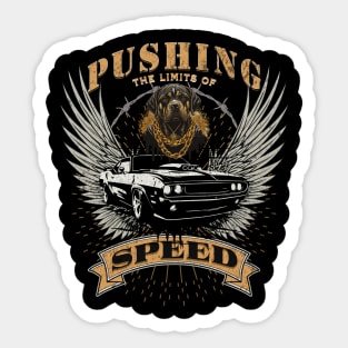 Pushing The Limits Of Speed Car and Dog Sticker